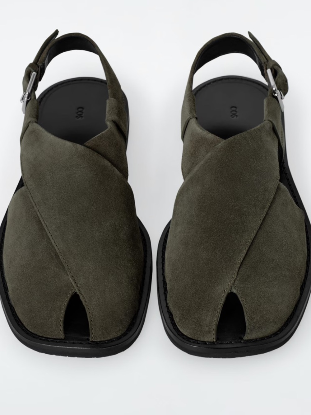 COS Suede Olive Green Slingback Sandals